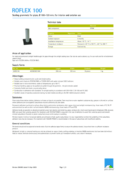 Roflex 100 Technical Datasheet