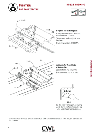 1 Monteringsanvisning - Rekkverk – takluke og takvindu
