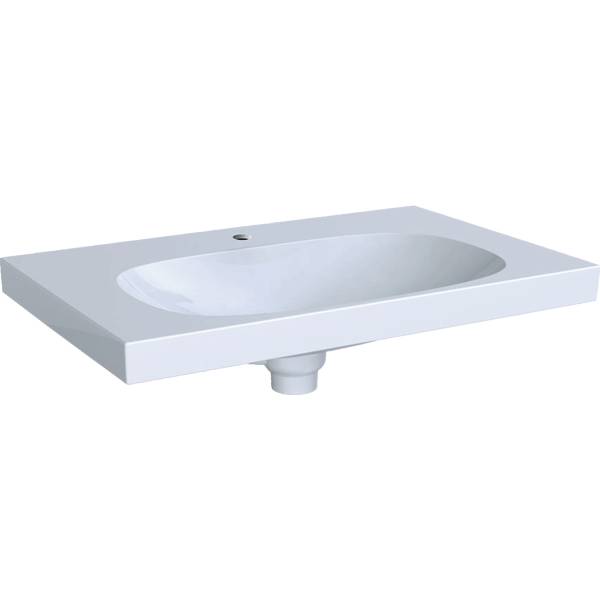 Acanto Washbasin with Hidden Overflow, Shelf Surface and Drain Cover