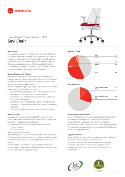 Sayl Chair - Environmental Product Summary