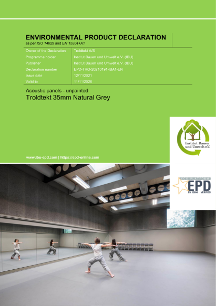 EPD - Troldtekt 35mm natural grey unpainted