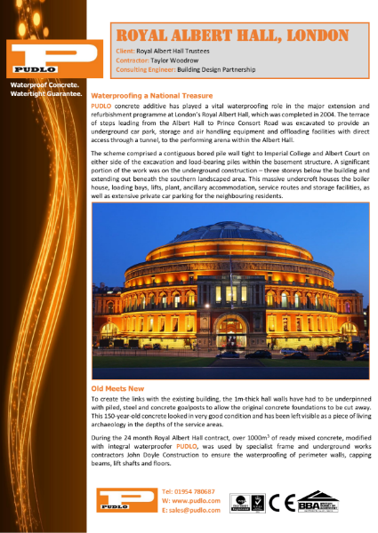 Royal Albert Hall waterproofed by PUDLO