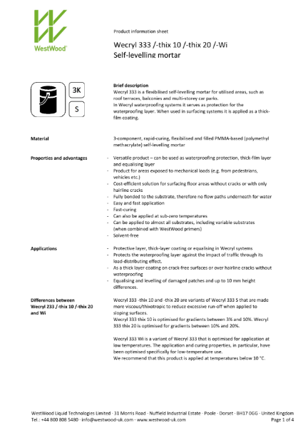 Wecryl 333 - Product information sheet