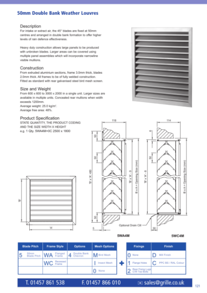 50mm Double Bank Weather Louvres