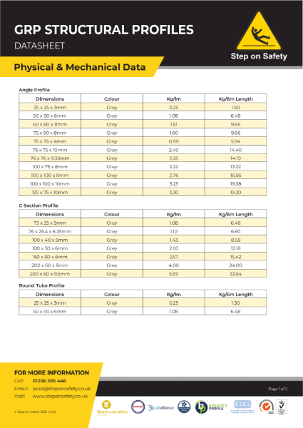 Universal Structural Profiles - Physical & Mechanical Data