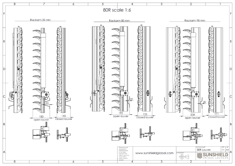 Technical Drawing Aluminium Louvre 80-R