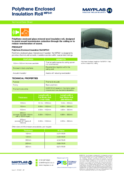 Mayplas MP541 Polythene Enclosed Roll - TDS issue 3 07 2025