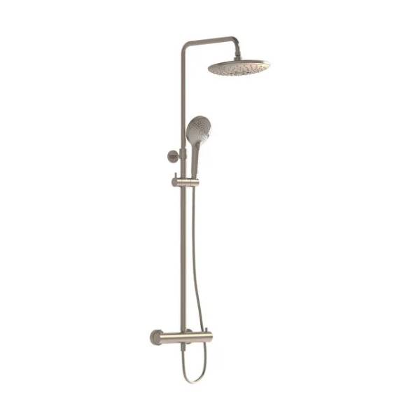 A4720534VUK- Aquaheat Bliss 240 thermostatic shower column with 2F overhead, Brushed Nickel - Shower Set