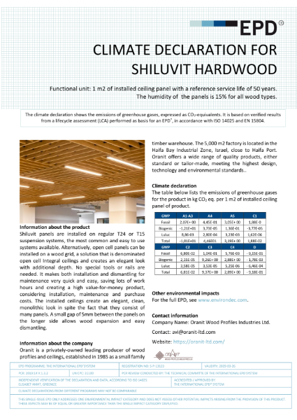 Oranit Hardwood Climate Declaration