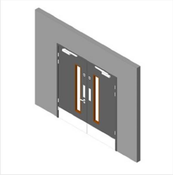 Education Range: Corridor Doorset (pair) with 1 Vision Panel