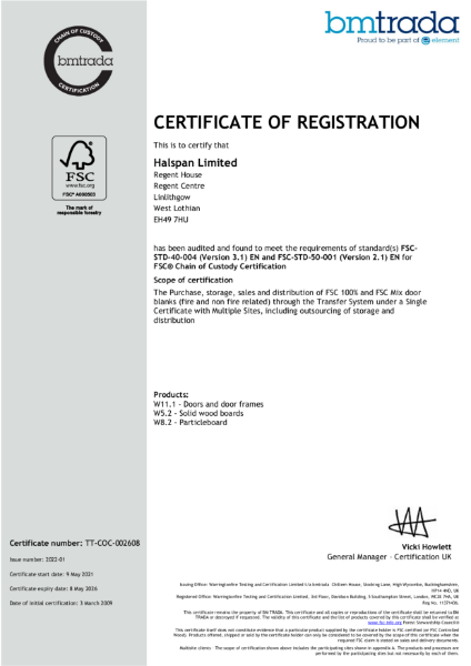 Certificate of Registration: FSC