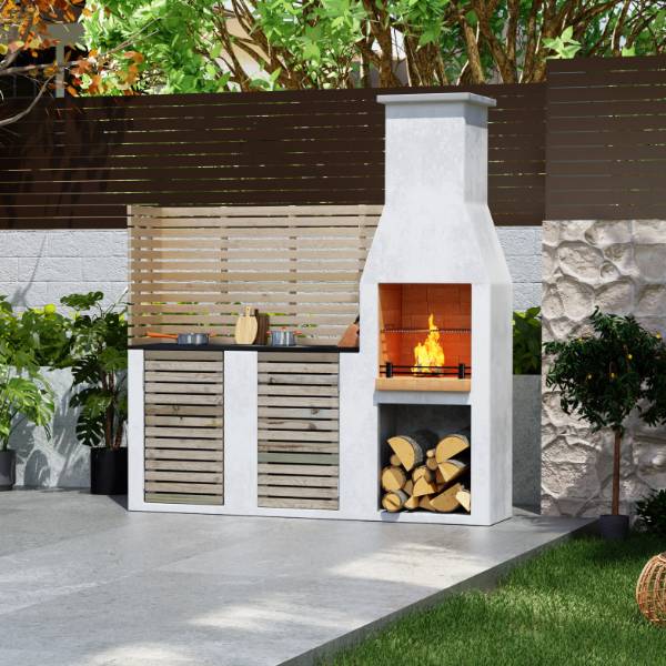 Garden Fireplace and Outdoor Kitchen