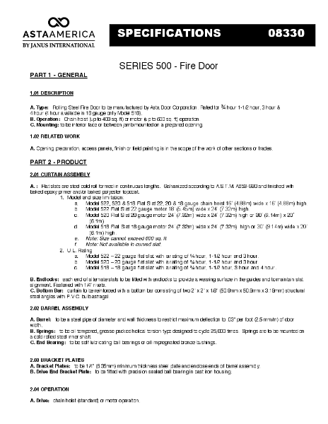 Series 500 Technical Specifications