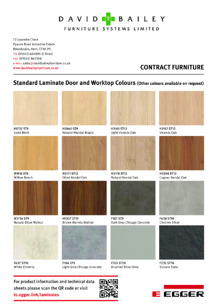 EGGER Laminate Pattern Colour Chart