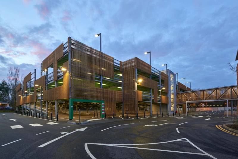 Brunnea treated Redwood Timber Cladding - NORclad - Tesco Car Park