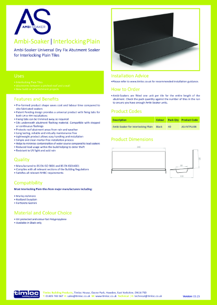 Ambi-Soaker | Interlocking Plain Datasheet