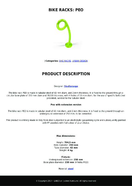 All Urban - Bike Racks - Peo - Data Sheet