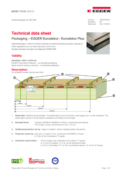 Technical Datasheet - Eurodekor® Packaging