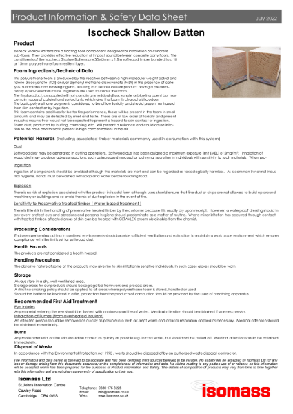 Isocheck Shallow Batten - Safety Data Sheet