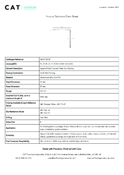 ANCP/55/55 Mill Chequer Plate Technical Datasheet