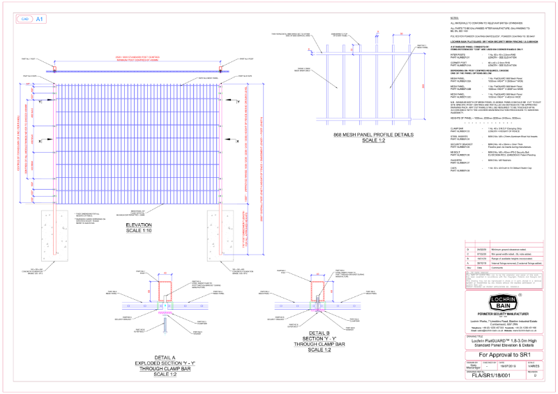 Lochrin FlatGUARD SL1 Mesh Technical Drawing