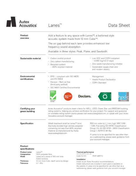 Lanes Datasheet