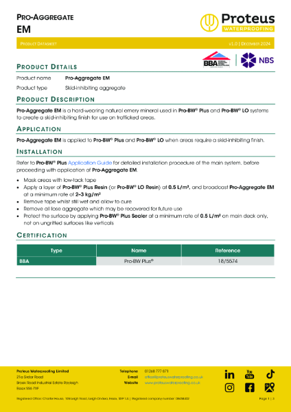 Product Data Sheet - Pro-Aggregate EM