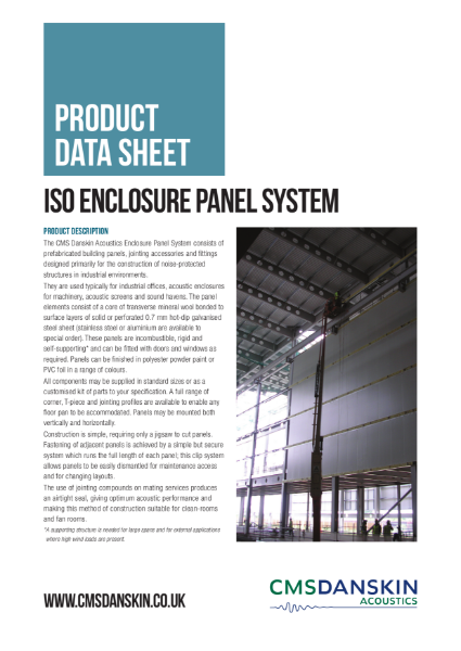 ISO Acoustic Enclosure Panels - Product Data Sheet