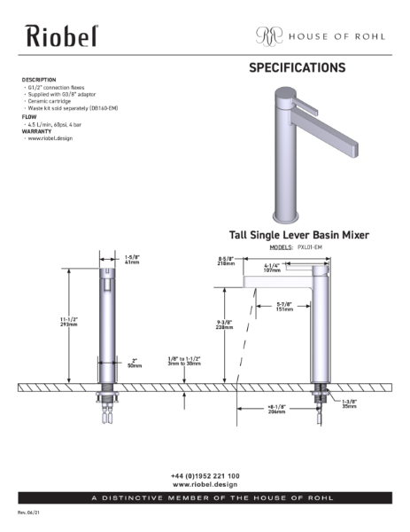 Paradox Tall Single Lever Basin Mixer - PDS