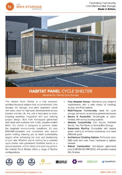 Habitat Panel Shelter Specification Sheet