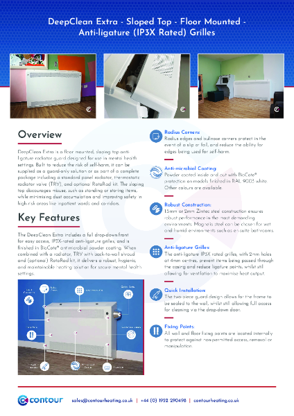 DeepClean Extra Sloped Top Floor Mounted Guard – Product Overview Leaflet