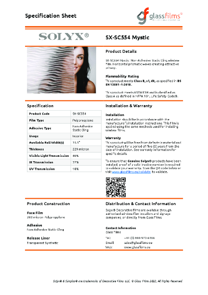 SX-SC554 Mystic Product Data Sheet