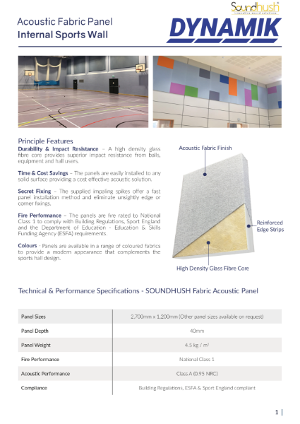 Soundhush Acoustic Fabric Sports Panel