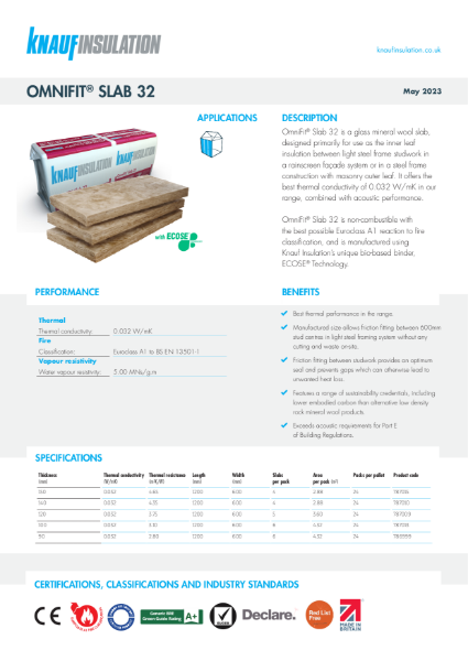 Knauf Insulation OmniFit® Slab 32 - Product Datasheet