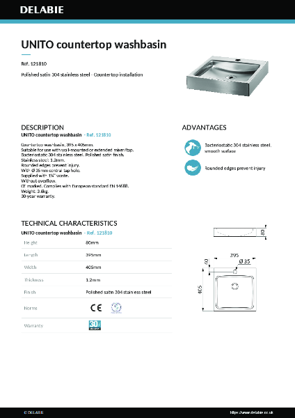 UNITO wall-mounted washbasin with tap hole 121810