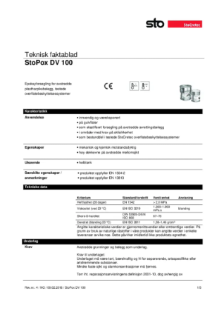 StoPox DV 100 Teknisdatablad