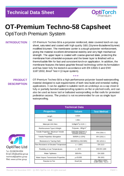 OT-Premium Techno-58 Capsheet TDS