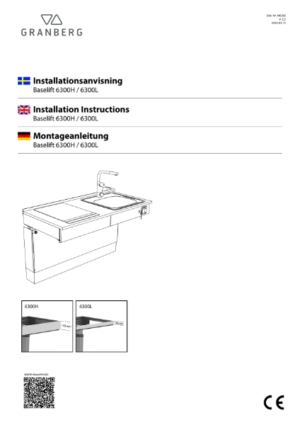 Installation instructions Granberg Baselift 6300-ES11S4