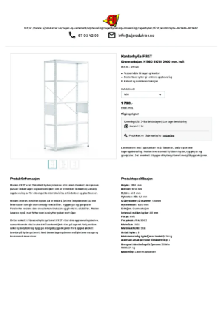 Kontorhylle FIRST Produkinformasjon