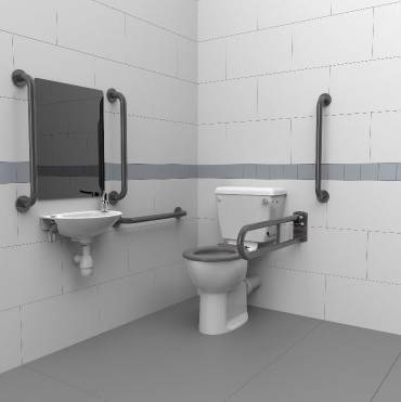 NymaPRO Close Coupled Doc M Toilet Pack with Steel Concealed Fixing Grab Rails