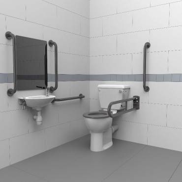 PRO Close Coupled Doc M Toilet Pack with Steel Concealed Fixing Grab Rails