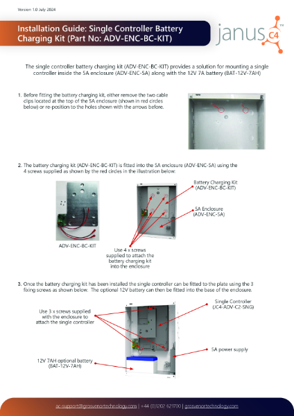 Installation Guide: Single Controller Battery Charging Kit (Part No: ADV-ENC-BC-KIT)