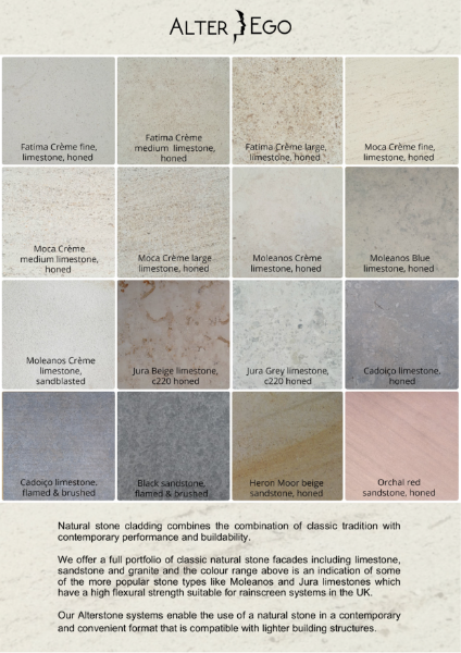 Stone Cladding: Colour Range for natural Stone Rainscreen cladding