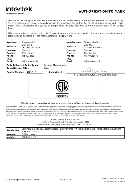Intertek NSF/ANSI 4:2016