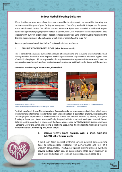 Indoor Netball Flooring Guidance