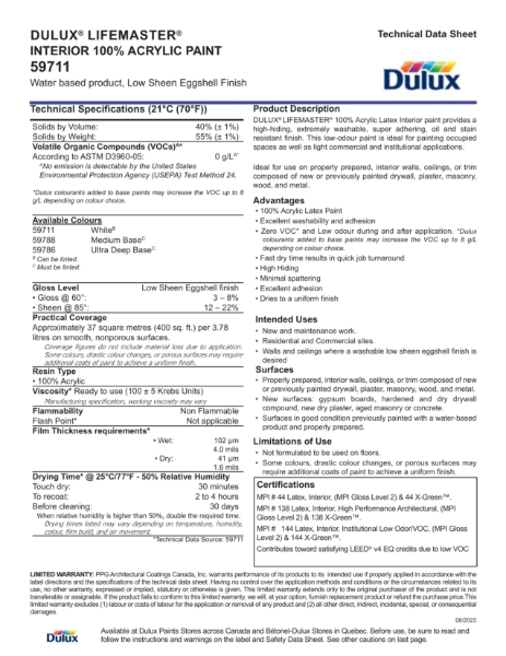 Dulux® Lifemaster® Interior 100% Acrylic Paint 59711