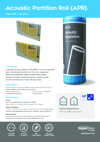 Superglass Acoustic Partition Roll (APR) - Datasheet