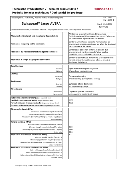 Swisspearl Avera Technical Datasheet
