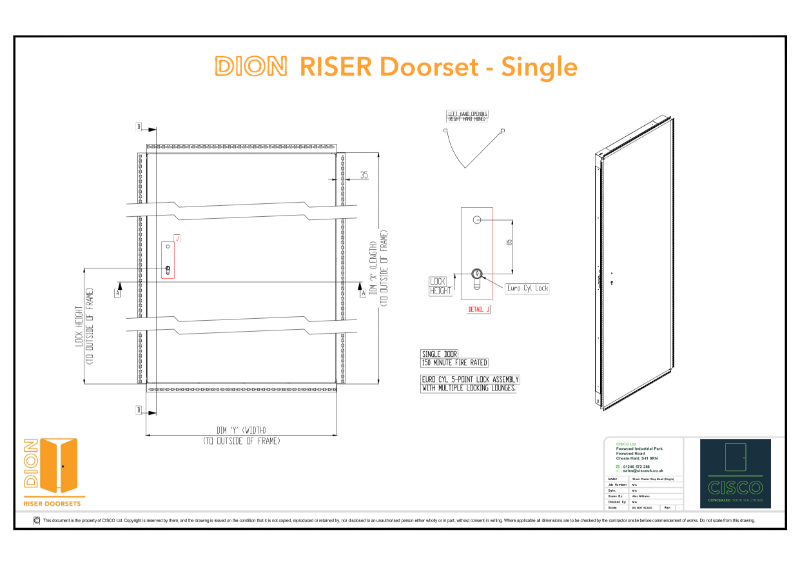 CISCO DION Concealed Riser Doorset - 35mm Plaster Stop Bead (Single)