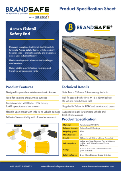 Armco Fishtail Safety End - Brandsafe Spec Sheet